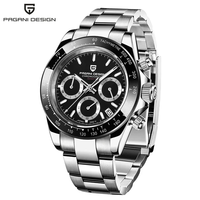 Pagani Design PD-1644 Luxury Stainless Steel Band Casual Quartz Watch for Men Waterproof Sport Chronograph Calendar