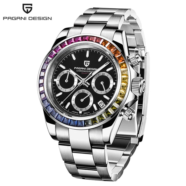 PAGANI DESIGN 1644 New Brand Rainbow Watch Men Top Luxury Quartz Wristwatch Fashion Chronograph Waterproof Sport Watch for Men