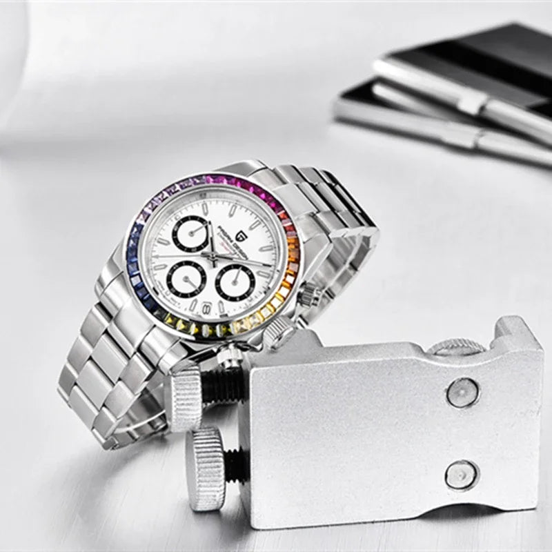 PAGANI DESIGN 1644 New Brand Rainbow Watch Men Top Luxury Quartz Wristwatch Fashion Chronograph Waterproof Sport Watch for Men