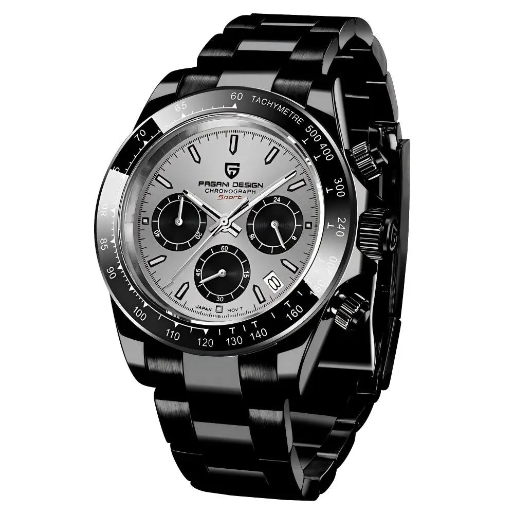 Pagani Design PD-1644 Luxury Stainless Steel Band Casual Quartz Watch for Men Waterproof Sport Chronograph Calendar