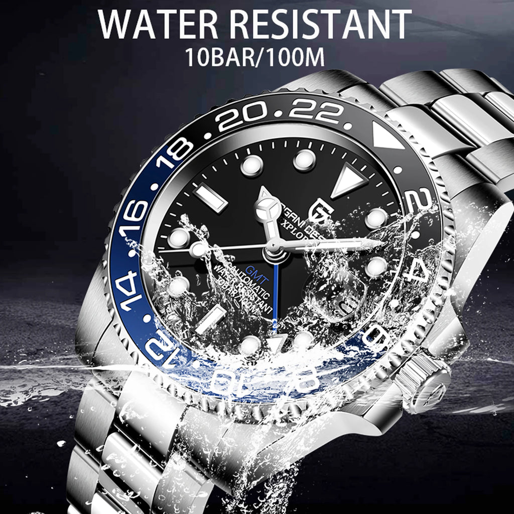 New PAGANI DESIGN 1662 Men Mechanical Watches Top Brand Sapphire Glass GMT Watches 100M Waterproof Automatic Watch for Men