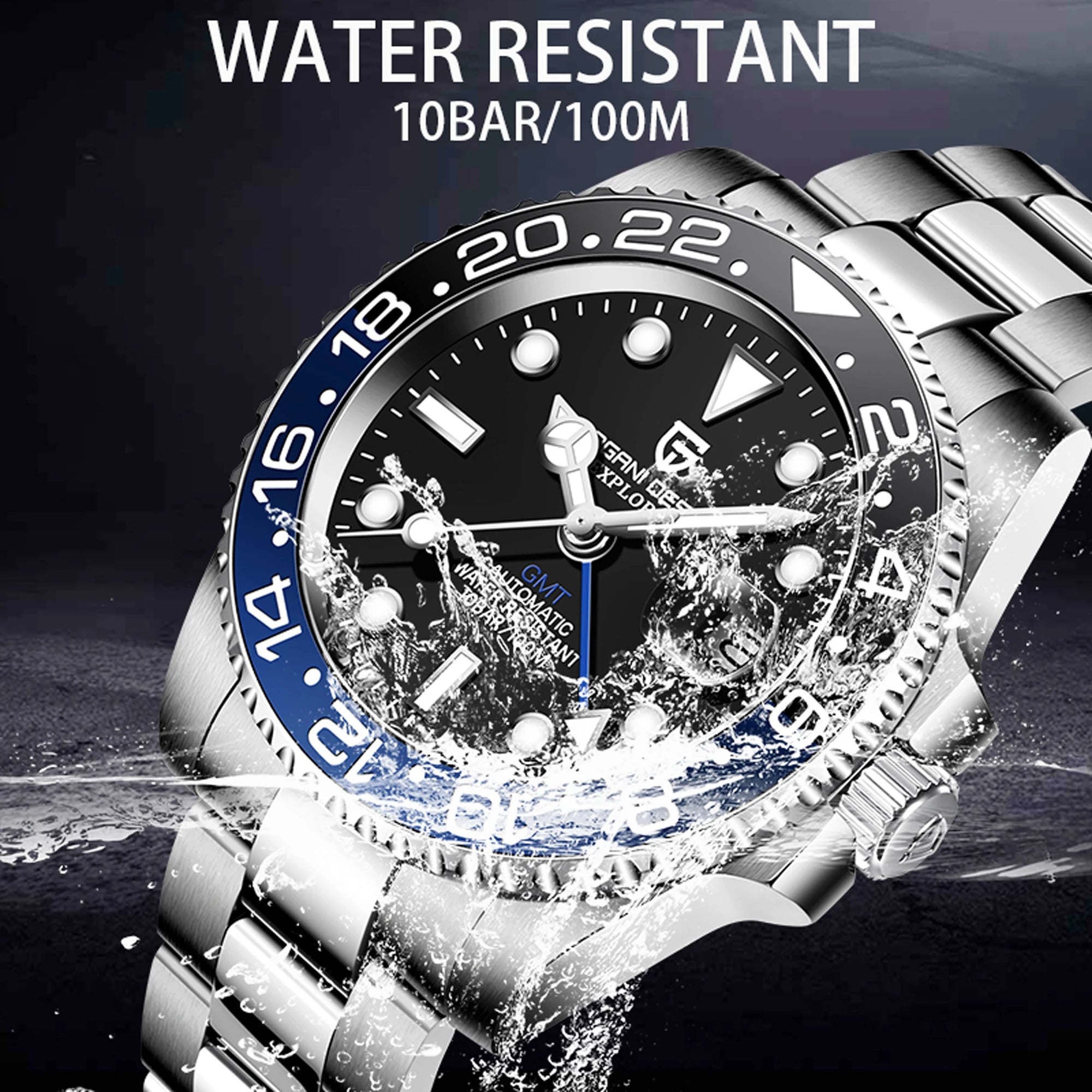 New PAGANI DESIGN 1662 Men Mechanical Watches Top Brand Sapphire Glass GMT Watches 100M Waterproof Automatic Watch for Men