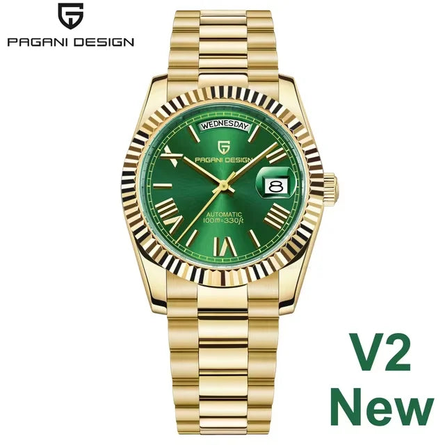 Pagani Design 2025 PD-1752 Men's Luxury Water Resistant Luminescent Stainless Steel Mechanical Watch Alarm-Sapphire Glass.