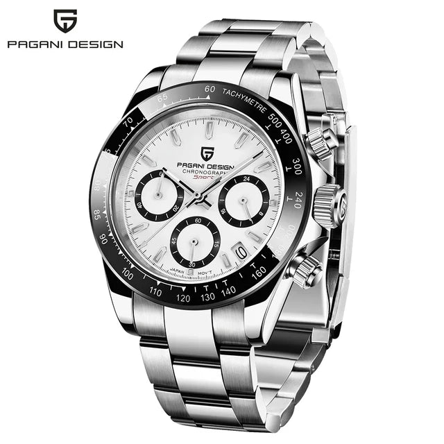 Pagani Design PD-1644 Luxury Stainless Steel Band Casual Quartz Watch for Men Waterproof Sport Chronograph Calendar