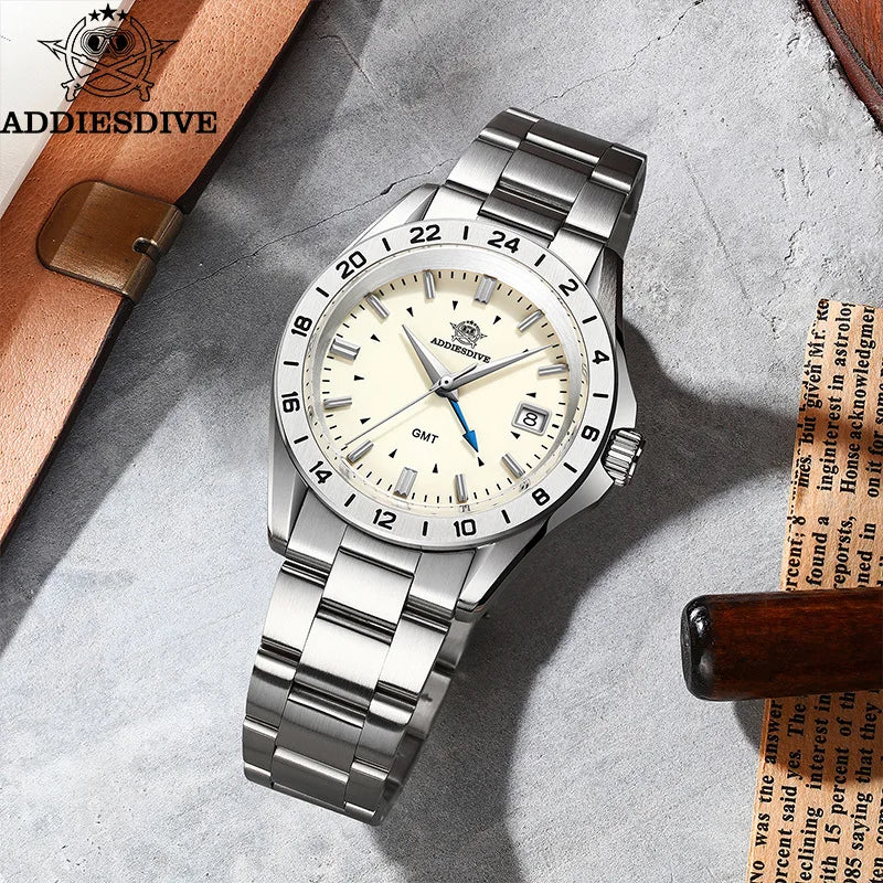 ADDIESDIVE Brand Men's Advanced Sense for Quartz Watch Stainless Steel Band 200m Water Resistant Business Style Watch