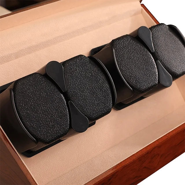 Cross-Border Walnut Automatic Mechanical Watch Winder Box 4 Winders Wooden Gift Watch Storage Case From Factory Source