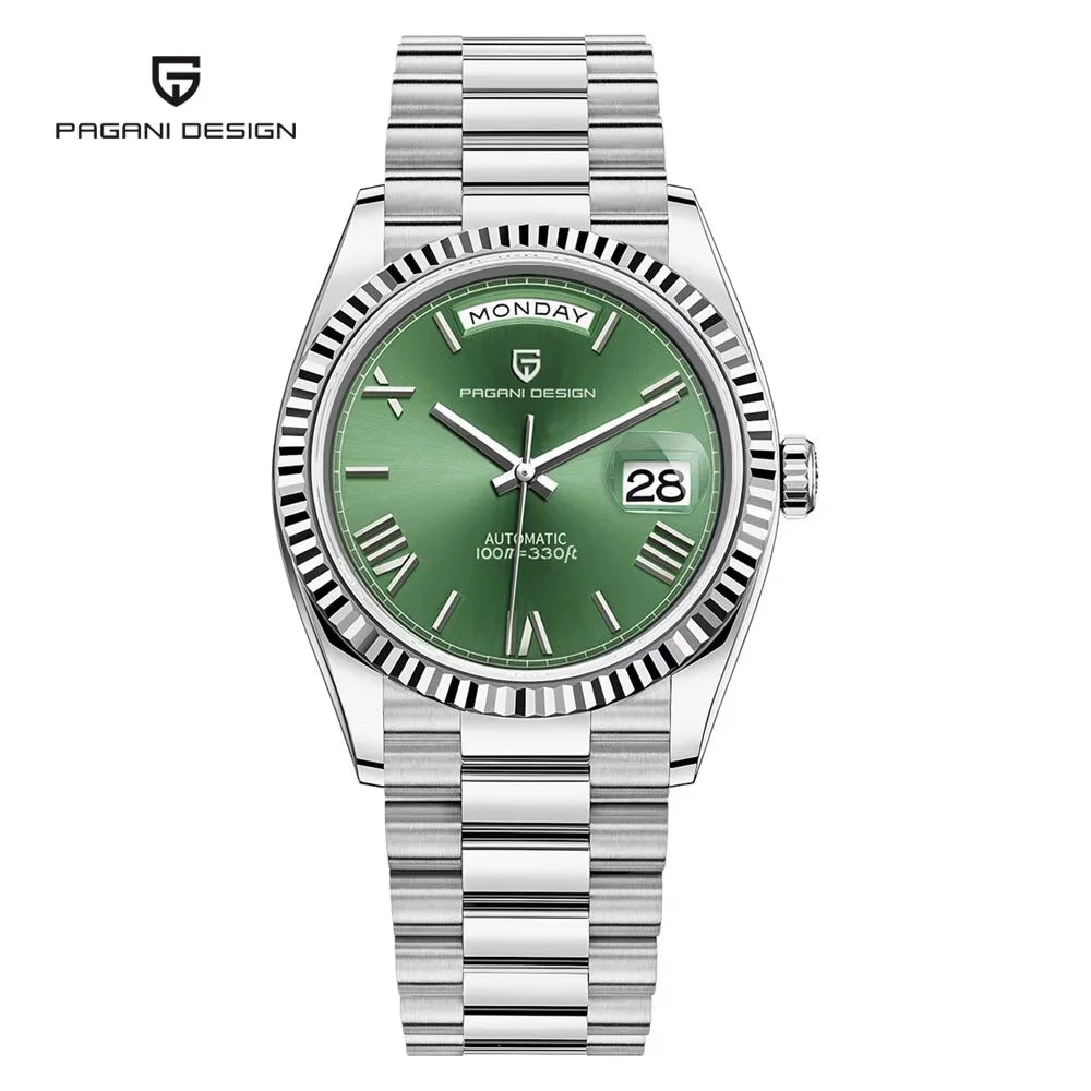 Pagani Design 2025 PD-1752 Men's Luxury Water Resistant Luminescent Stainless Steel Mechanical Watch Alarm-Sapphire Glass.