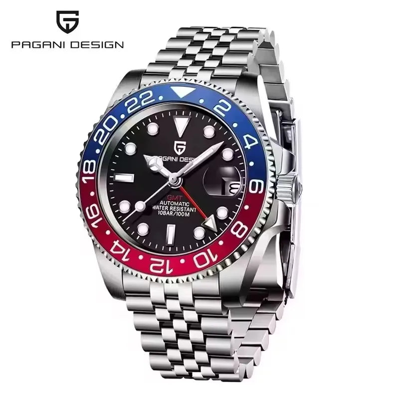 New PAGANI DESIGN 1662 Men Mechanical Watches Top Brand Sapphire Glass GMT Watches 100M Waterproof Automatic Watch for Men