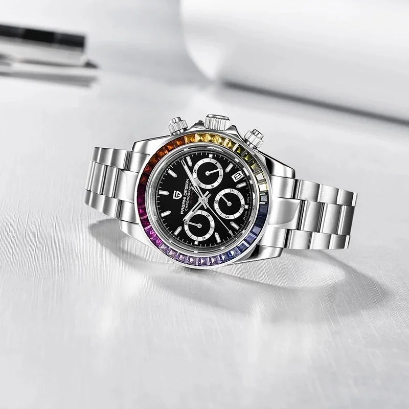 PAGANI DESIGN 1644 New Brand Rainbow Watch Men Top Luxury Quartz Wristwatch Fashion Chronograph Waterproof Sport Watch for Men