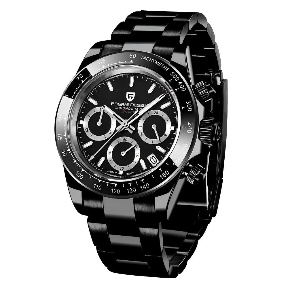 Pagani Design PD-1644 Luxury Stainless Steel Band Casual Quartz Watch for Men Waterproof Sport Chronograph Calendar