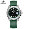 Mens Automatic Mechanical Diver Watch 200m Waterproof Stainless Steel Case Orange Rubber Strap Luminous Wristwatch
