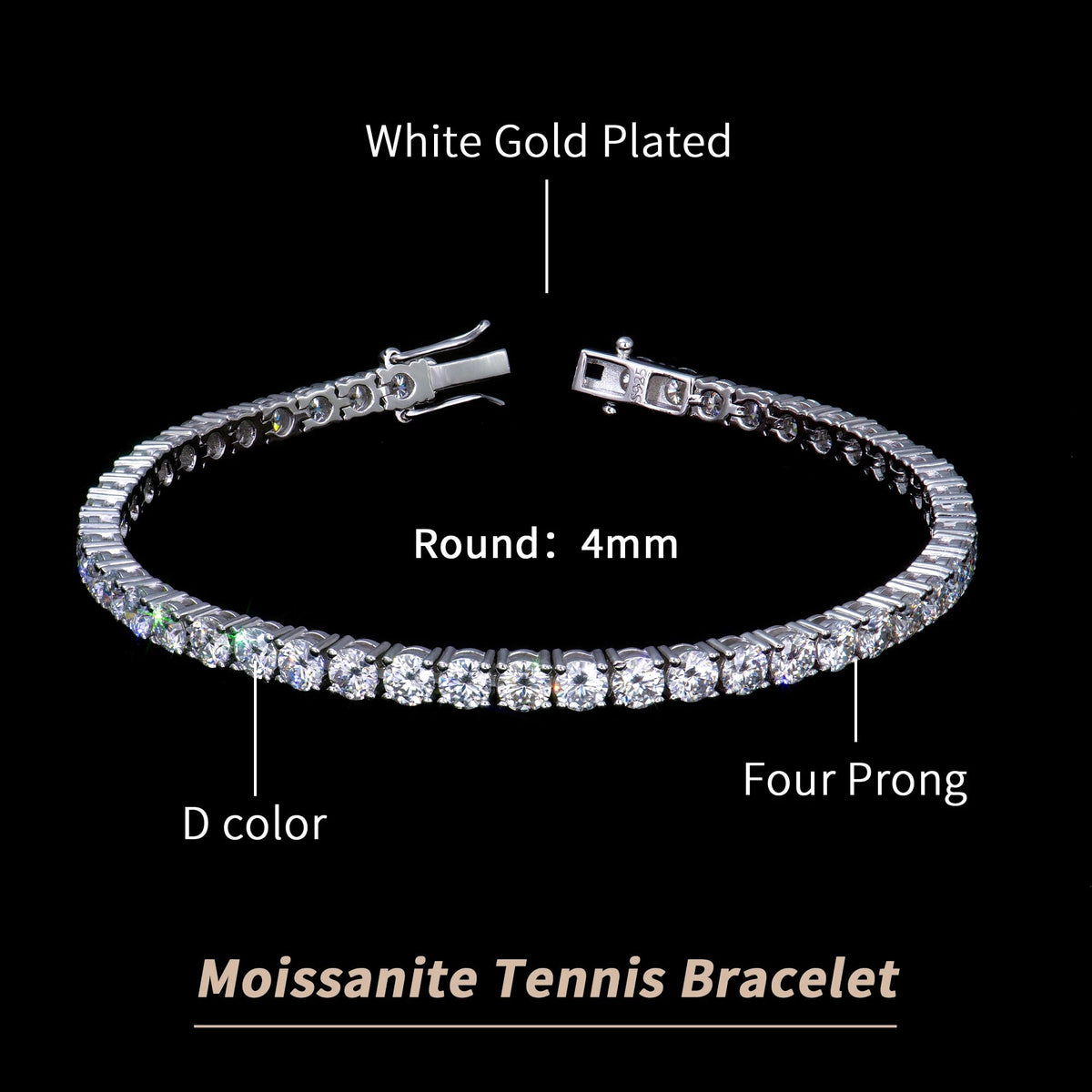 Factory Wholesale 2-6mm Iced Jewelry 925 Sterling Silver VVS Graded Mossanite Moissanite Diamond Tennis Chain Bracelet Gift