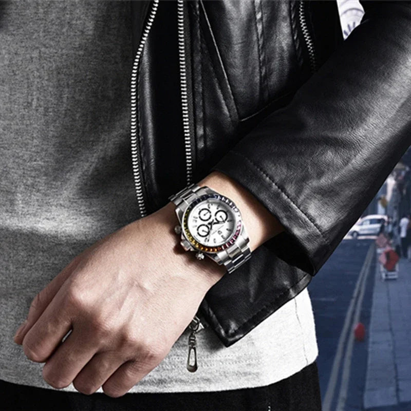 PAGANI DESIGN 1644 New Brand Rainbow Watch Men Top Luxury Quartz Wristwatch Fashion Chronograph Waterproof Sport Watch for Men