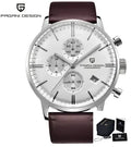 PAGANI DESIGN Mens Watches Waterproof 30M Genuine Leather Japanese VK67 Movement Quartz Watch