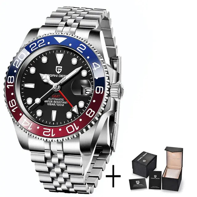 New PAGANI DESIGN 1662 Men Mechanical Watches Top Brand Sapphire Glass GMT Watches 100M Waterproof Automatic Watch for Men