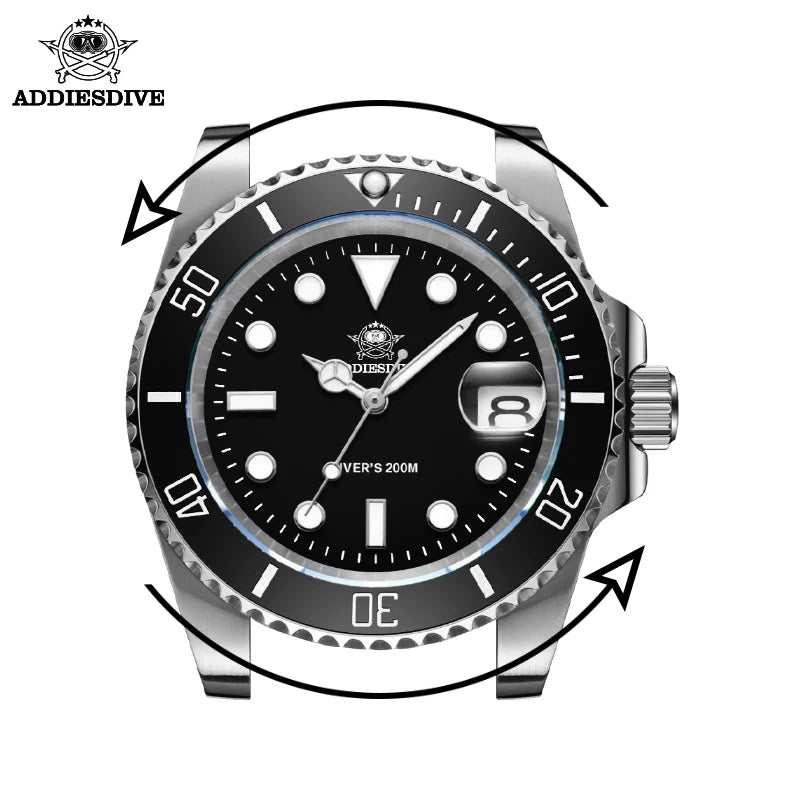 ADDIESDIVE H3 New Arrival Green Mens Quartz Watch 316L Stainless Steel Band Waterproof Luminous High Quality Casual Wrist Watch