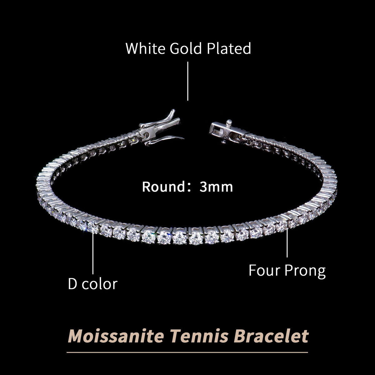 Factory Wholesale 2-6mm Iced Jewelry 925 Sterling Silver VVS Graded Mossanite Moissanite Diamond Tennis Chain Bracelet Gift