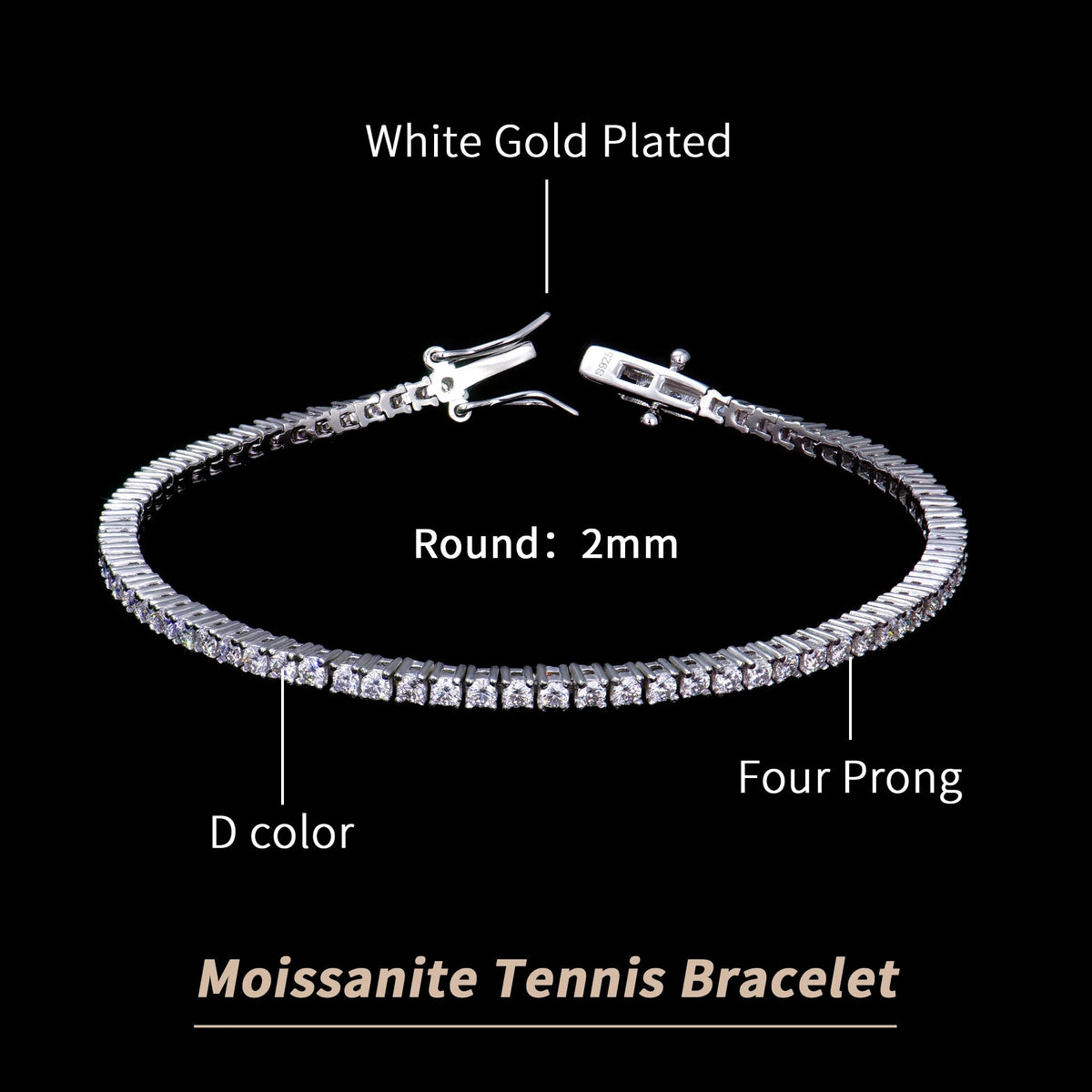 Factory Wholesale 2-6mm Iced Jewelry 925 Sterling Silver VVS Graded Mossanite Moissanite Diamond Tennis Chain Bracelet Gift